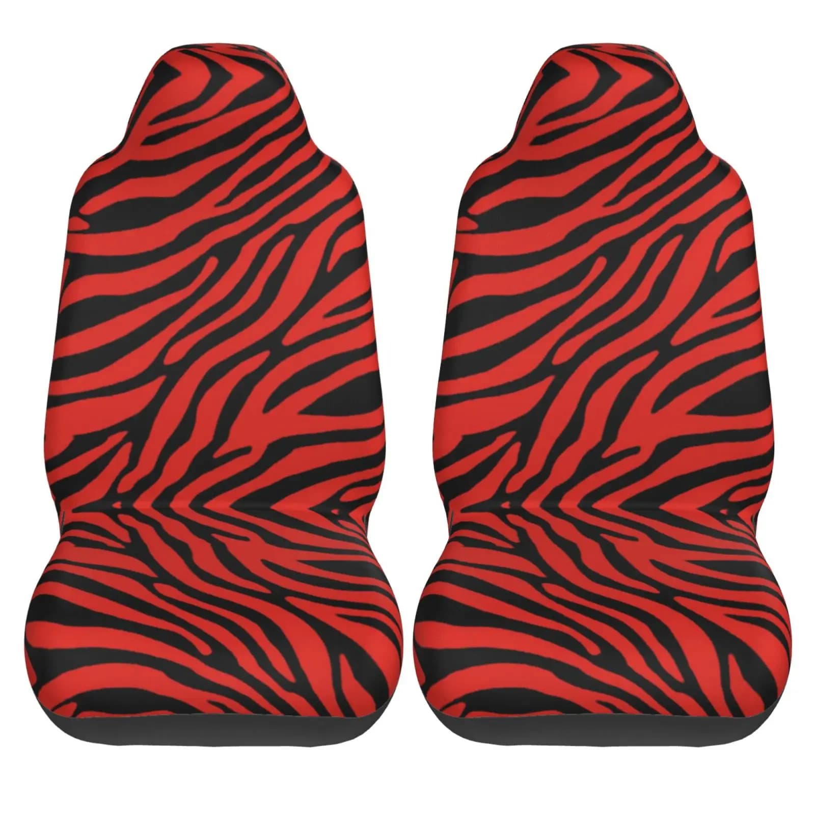 Red Tiger Stripe Print Car Seat Cover Seat Cover Anti Fouling and Convenient Protective Cover Unique Style 2PCS Universal Type