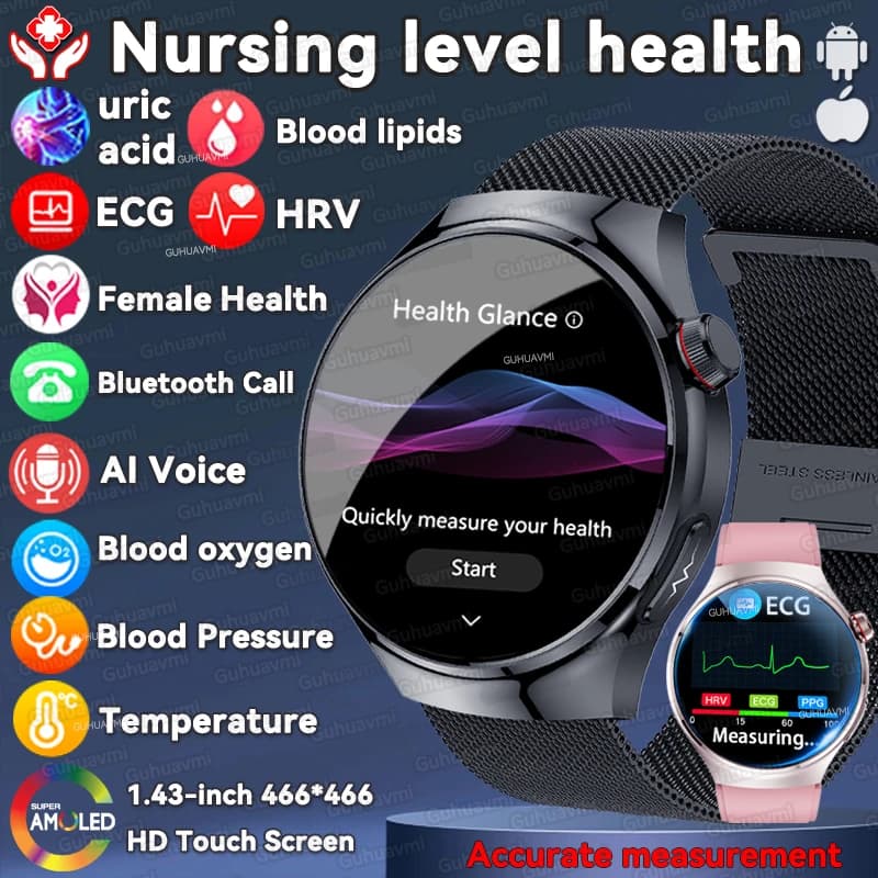 2025 New five organ exam Health Smart Watch for man ECG + PPG Blood pressure uric acid Body fat Bluetooth Smart Watch