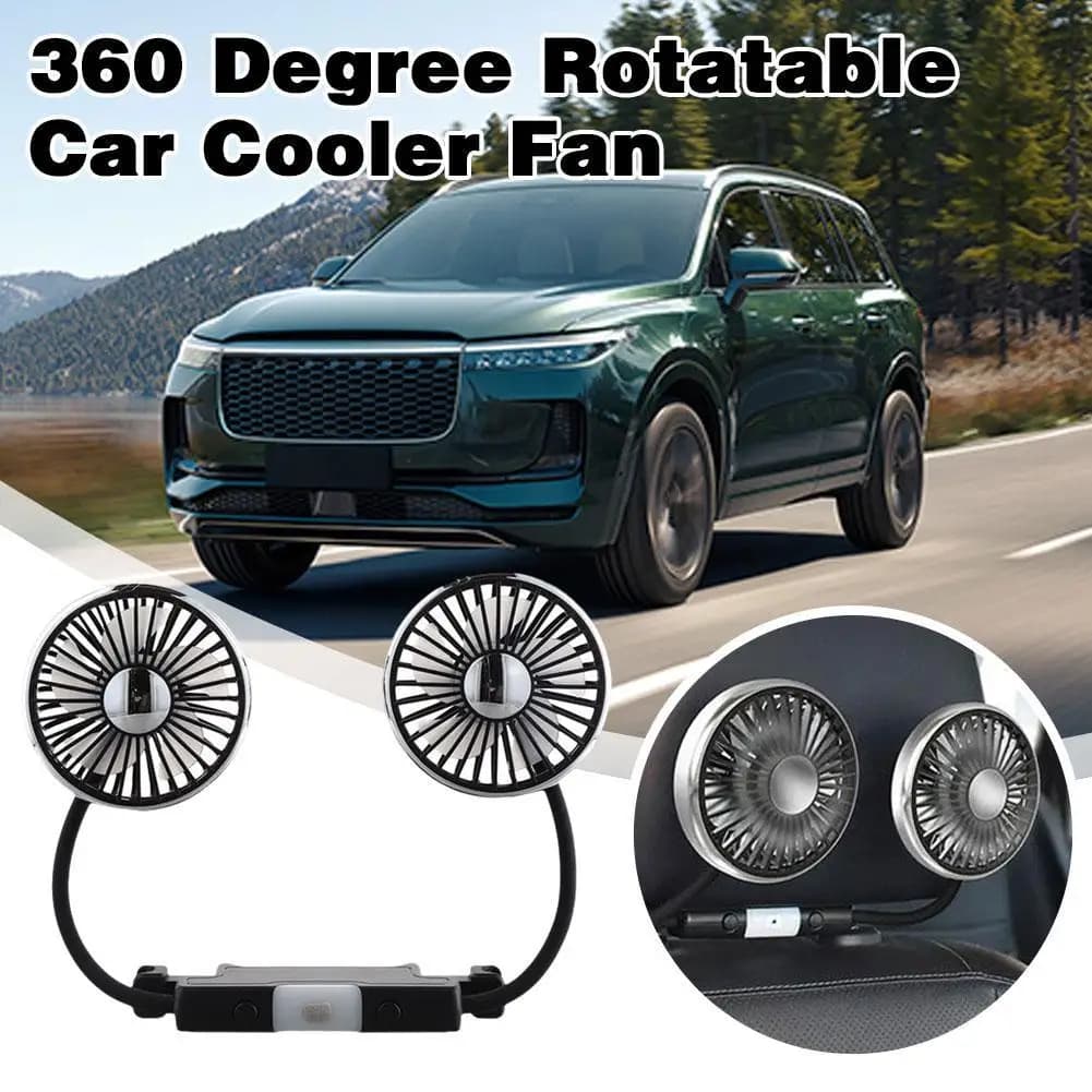 Ventola di raffreddamento per auto 360 Ventola per auto a doppia testa regolabile Ventole di raffreddamento a basso rumore Apparecchi elettrici per auto per accessori per auto estivi Z7X7