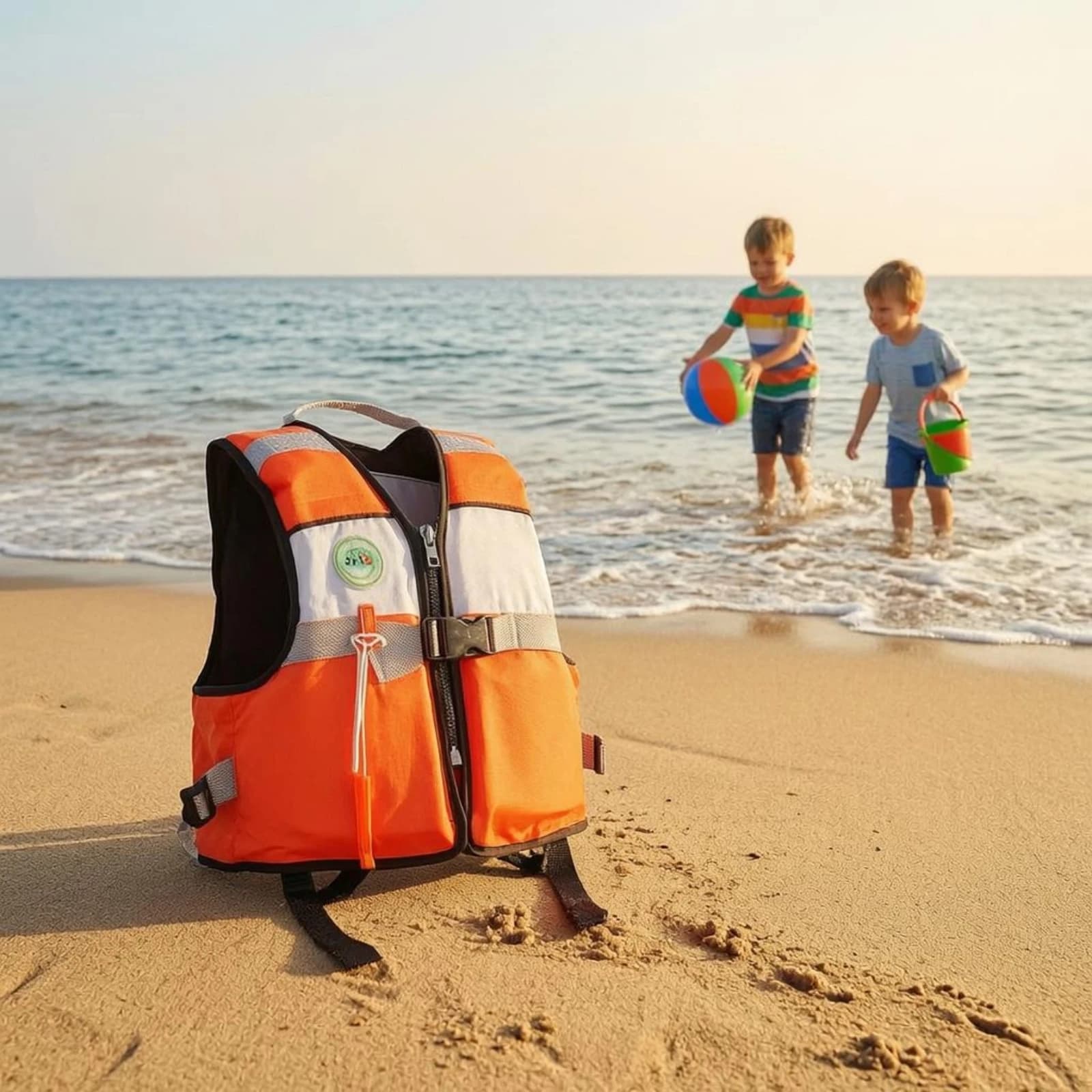 Children's Life Jacket Reflective Strips Kids Flotation Vest Children's Buoyancy Vest Front Zipper Buckle Strap