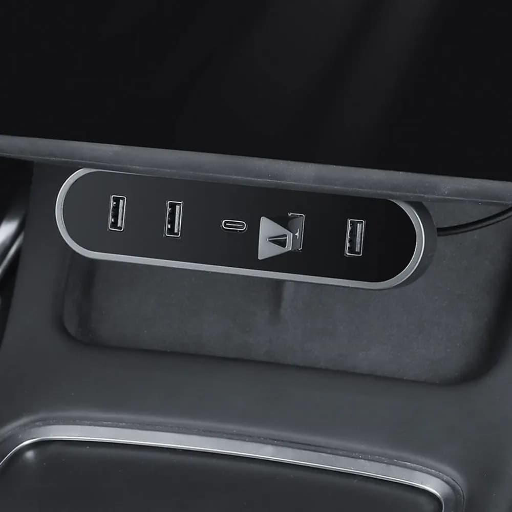 Per Tesla Model 3/Y 2021-2024 Dock di ricarica rapida USB pieghevole e nascosto sotto lo schermo Docking station per caricabatterie rapido USB