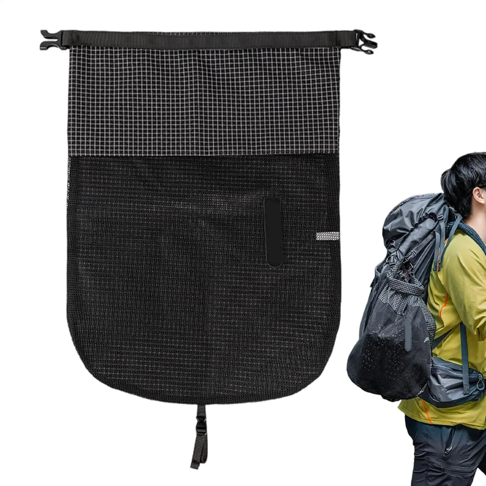 Travel Bag For Shoes Large Capacity Zipper Mesh Portable Foldable Laundry Bag For Outdoor Hiking Camping Trekking Backpacking