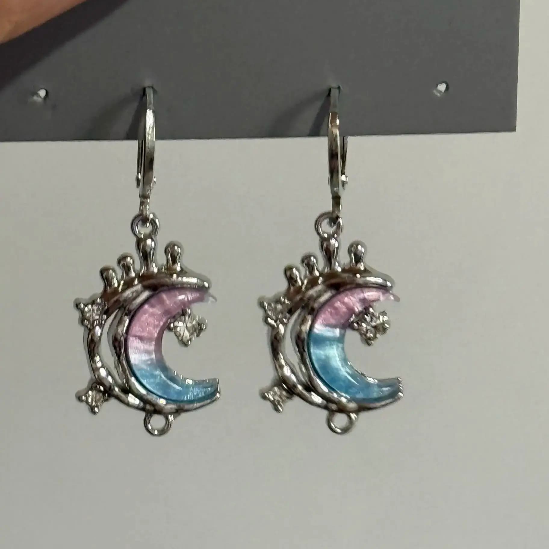Orecchini a bottone con luna in zircone blu stile coreano per le donne Orecchini squisiti con temperamento dolce e carino Gioielli da sposa