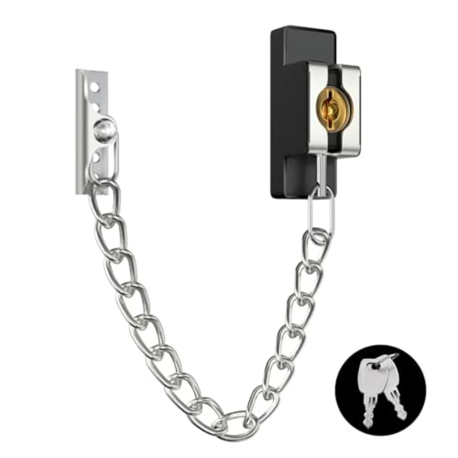 Door Chain Lock Heavy Duty, Security Heavy Duty Chain Door Latch for Front Door Inside Door with Key, Door Lock for Child, Puer