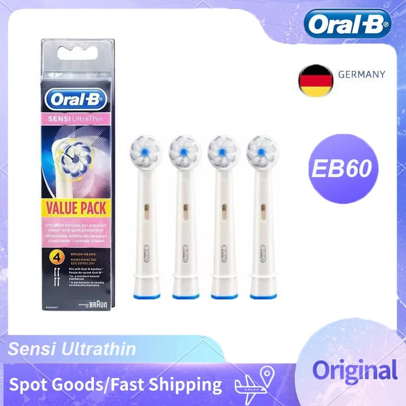 Oral B EB60 Sensi Ultra-thin Electric Toothbrush heads Soft bristles and superfine Gentle cleaning Sensitive rubber Protect the gum drain