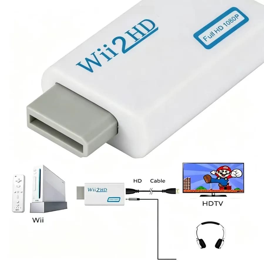 WII to HDMI-compatible Converter with 3.5mm Audio Video Cable Full HD 720P/1080P Wii2HD Adaptor for PC HDTV Monitor Display