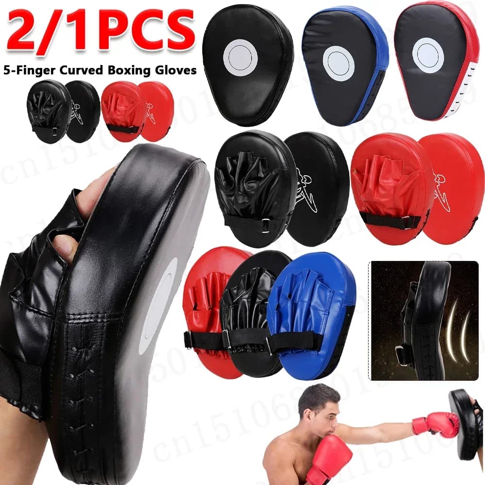 2 Guanti da Boxe con Pad per Allenamento, Target da Pugilato in PU per Muay Thai, Free Fight, Sanda, Guanti da Allenamento per Adulti e Bambini