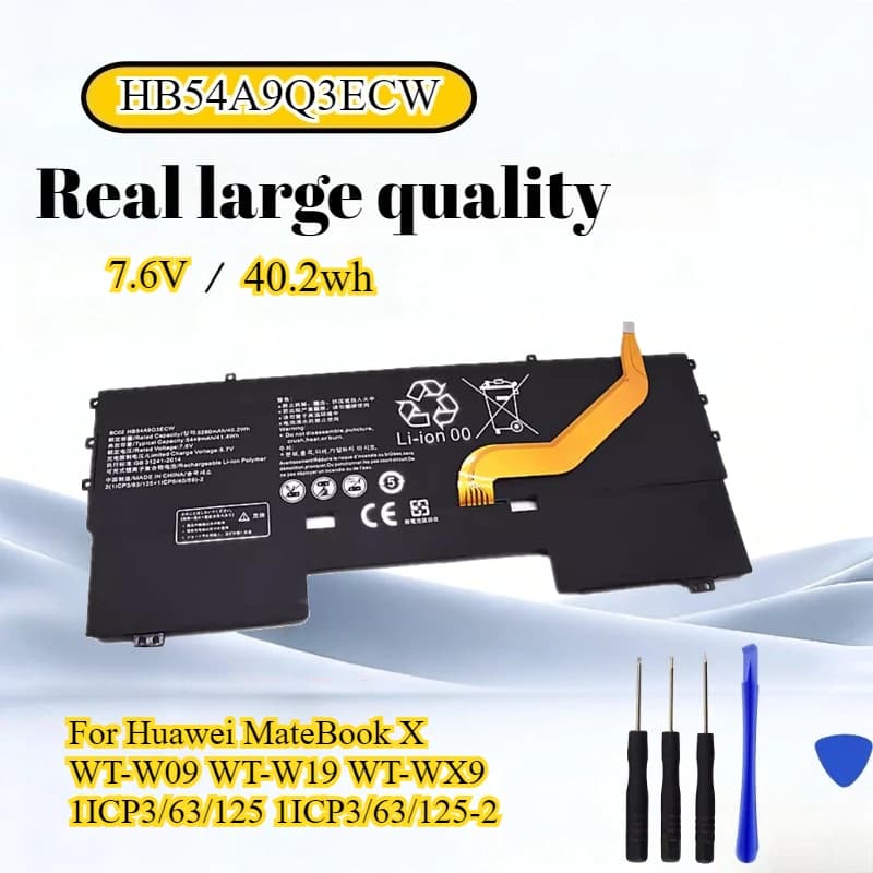HB54A9Q3ECW Batteria di ricambio per laptop per Huawei MateBook X WT-W09 WT-W19 WT-WX9 1ICP3/63/125 1ICP3/63/125-2 7.6V 40.2Wh