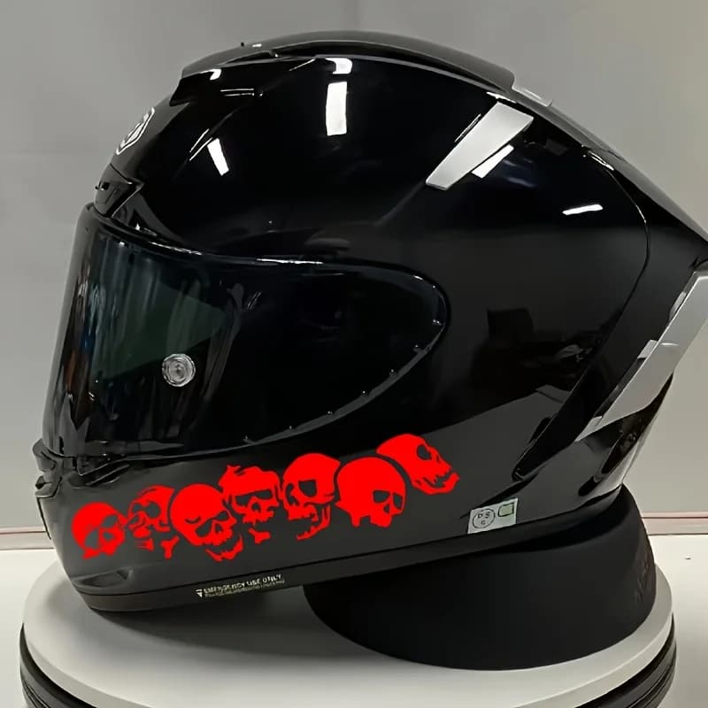Set di 2 Adesivi Teschio Colorati Impermeabili in PVC per Casco Moto, Serbatoio Auto, Laptop, Tazza, Finestra, Bici - Decorazione