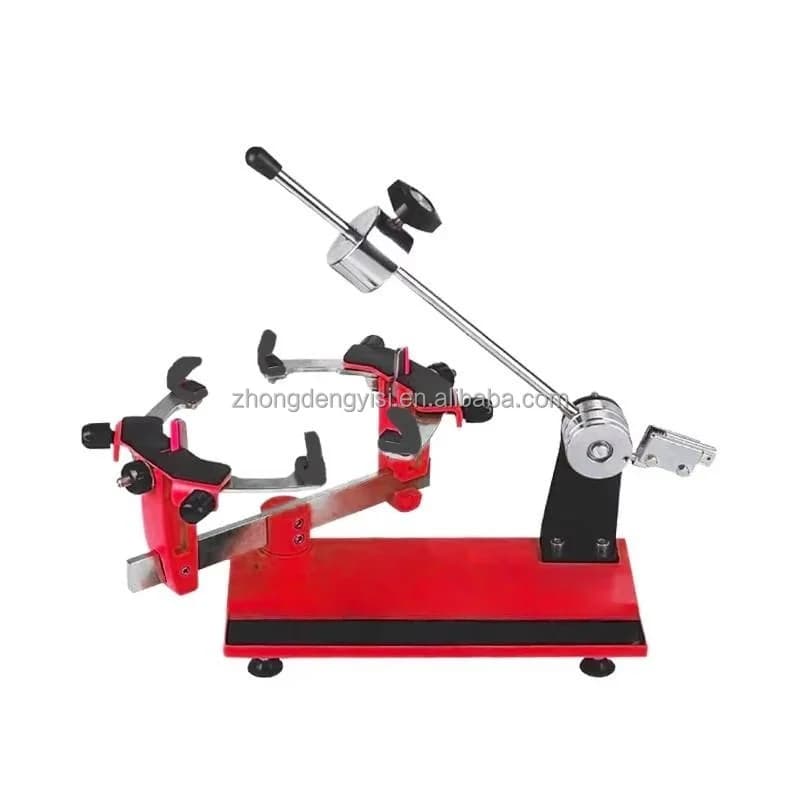 Manual cable traction system with machine service equipment to match fall weight for tennis rackets and badminton