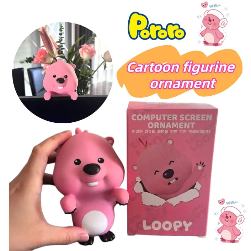 Nuovo Ornamento per Auto Personalizzato di Alto Valore Pororo Loopy, Statuetta Anime Cartoon Carina, Decorazione per Computer, Ornamento da Scrivania