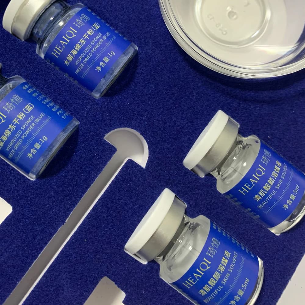 80% Blue Microalgae Kit with Face Rejuvenation Sponge, Natural Collagen, Organic Extract, Sponge Spicule for Resurfacing and Skin Care