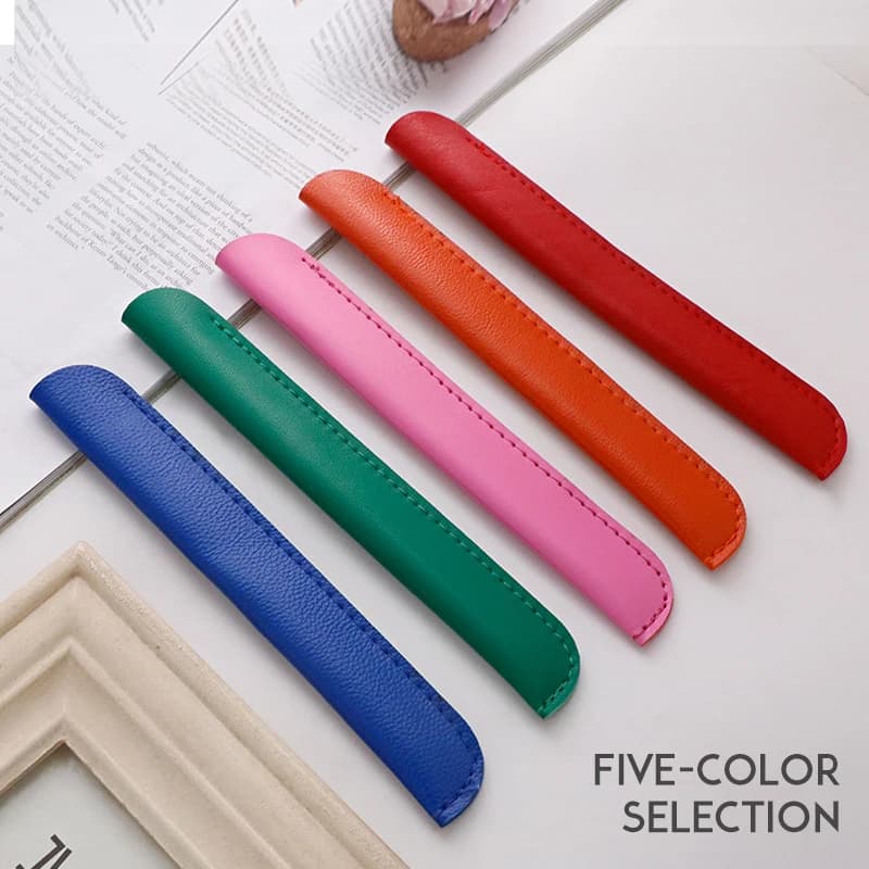 10 Pezzi Penne Gel Portatili per Affari, Penne Creative e Personalizzate con Custodia Protettiva in Pelle Monocolore Semplice, Astuccio per Cancelleria