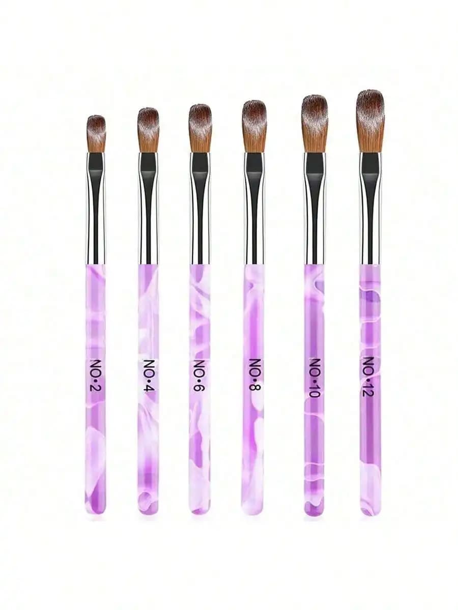 Set di 6 Pennelli per Unghie in Acrilico, Strumenti per Nail Art, Pennello per Gel 3D - Penna per Disegno Unghie in Acrilico - Pennello per Nail Art