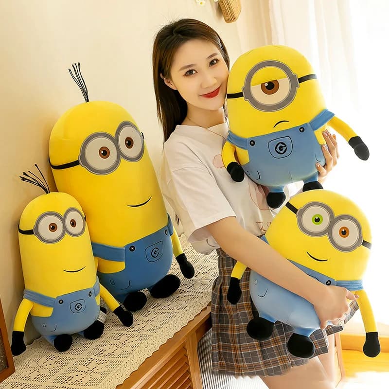 Minions Movie Periferia Peluche giallo Bob Peluche Stuart Giocattoli di peluche in jeans Bambole morbide Decorazione del cuscino Regalo di compleanno per bambini