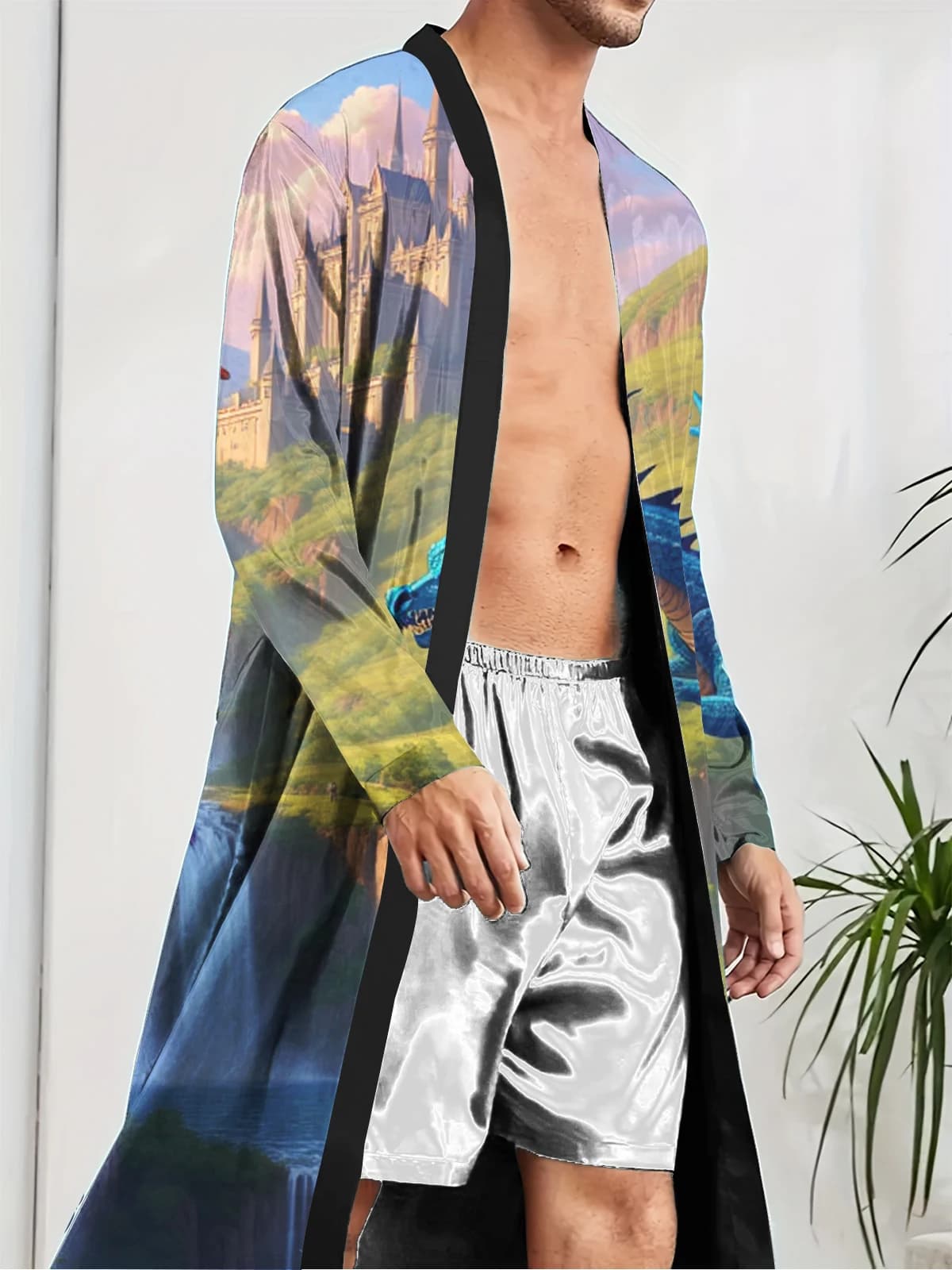 1pcs Men's Robes 2026 Spring/Summer Graphic 3D Printed bath robe Breathable Bathrobe sleepwear Men's bathrobe Sleepwear