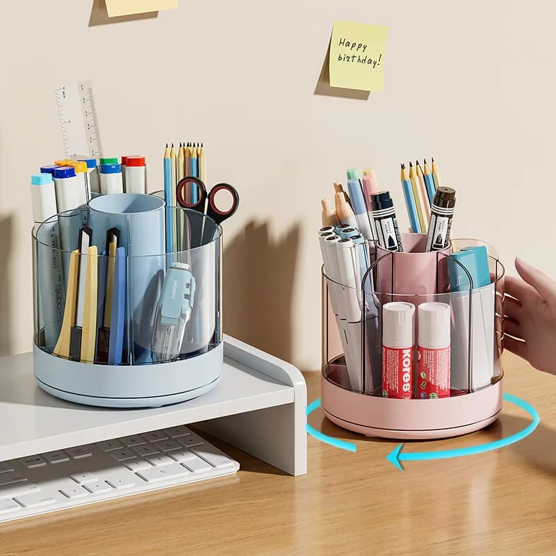Rotating pen holder Large Capacity desktop office student Simple and cute table cosmetic box