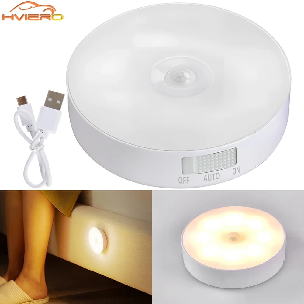 Wireless 8LED luce notturna sensore di movimento rilevatore camera da letto lampade da parete decorazione rotonda per camera scala armadio comodino armadio