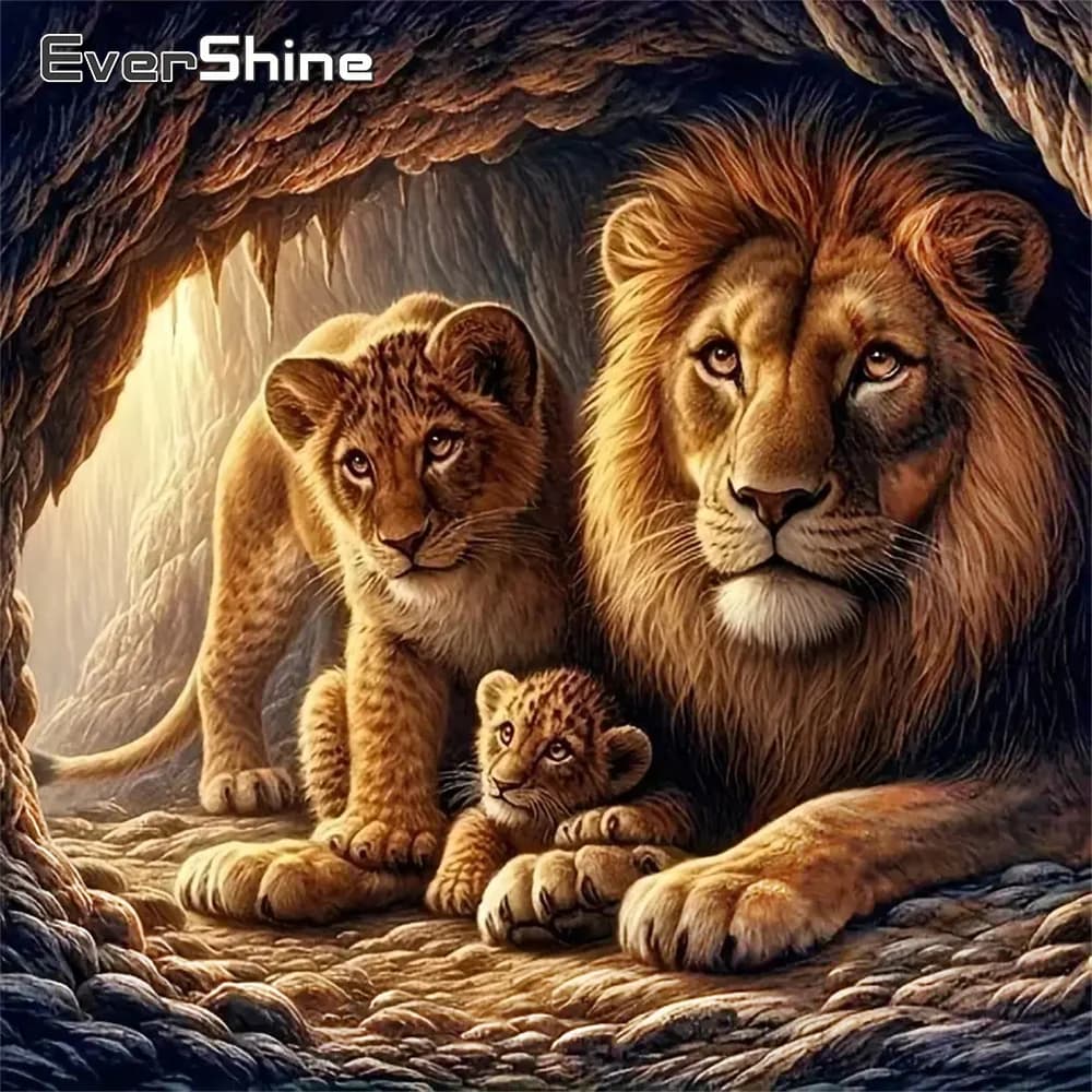 Evershine Nuovo Arrivo Pittura Diamante Leone Animale Adatto per Principianti Ricamo Fai da Te Kit Punto Croce Mosaico Bambino Hobby