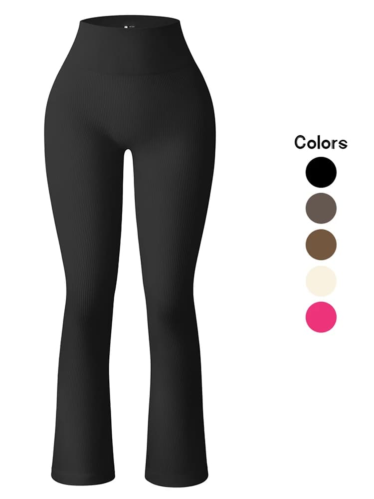 Pantaloni casual a vita alta solidi elasticizzati da donna della nuova estate Leggings lavorati a maglia con taglio a stivale sottile sexy Femme