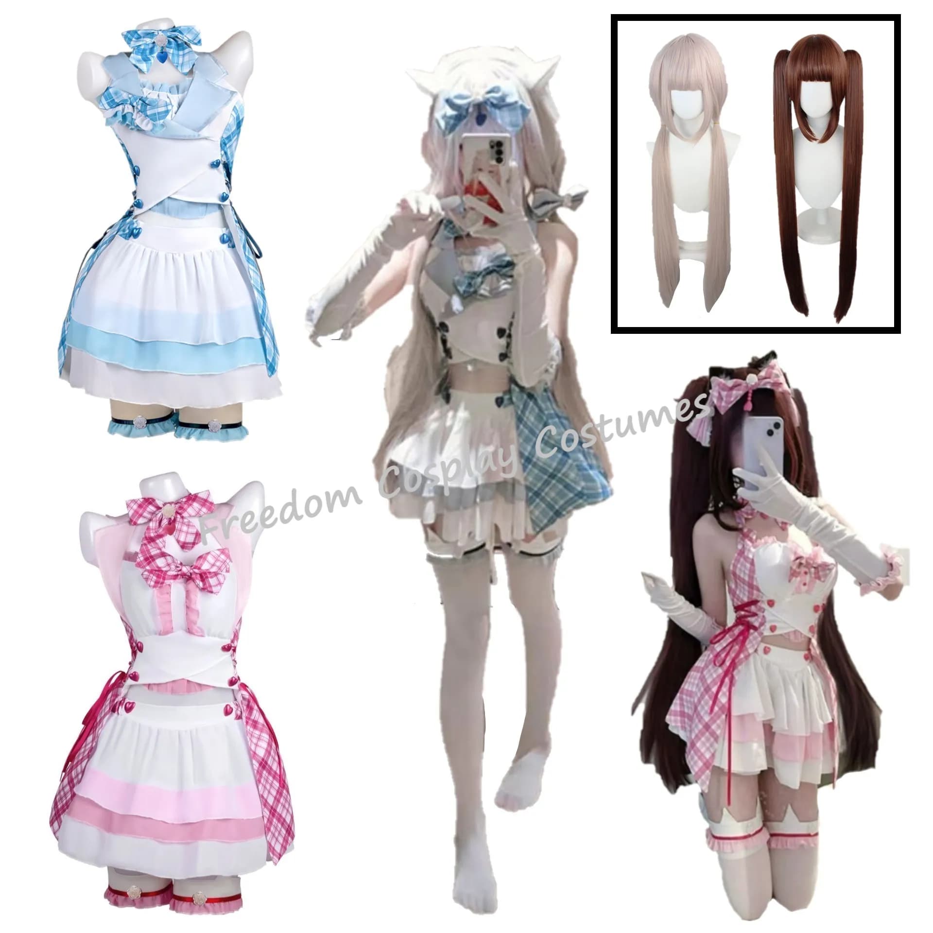 IN STOCK Chocola Cosplay Halloween Costume New Idol Catgirl Maid Costume Sexy Kawaii Dress Chocolaa/Vanillaa Theatrical Costume