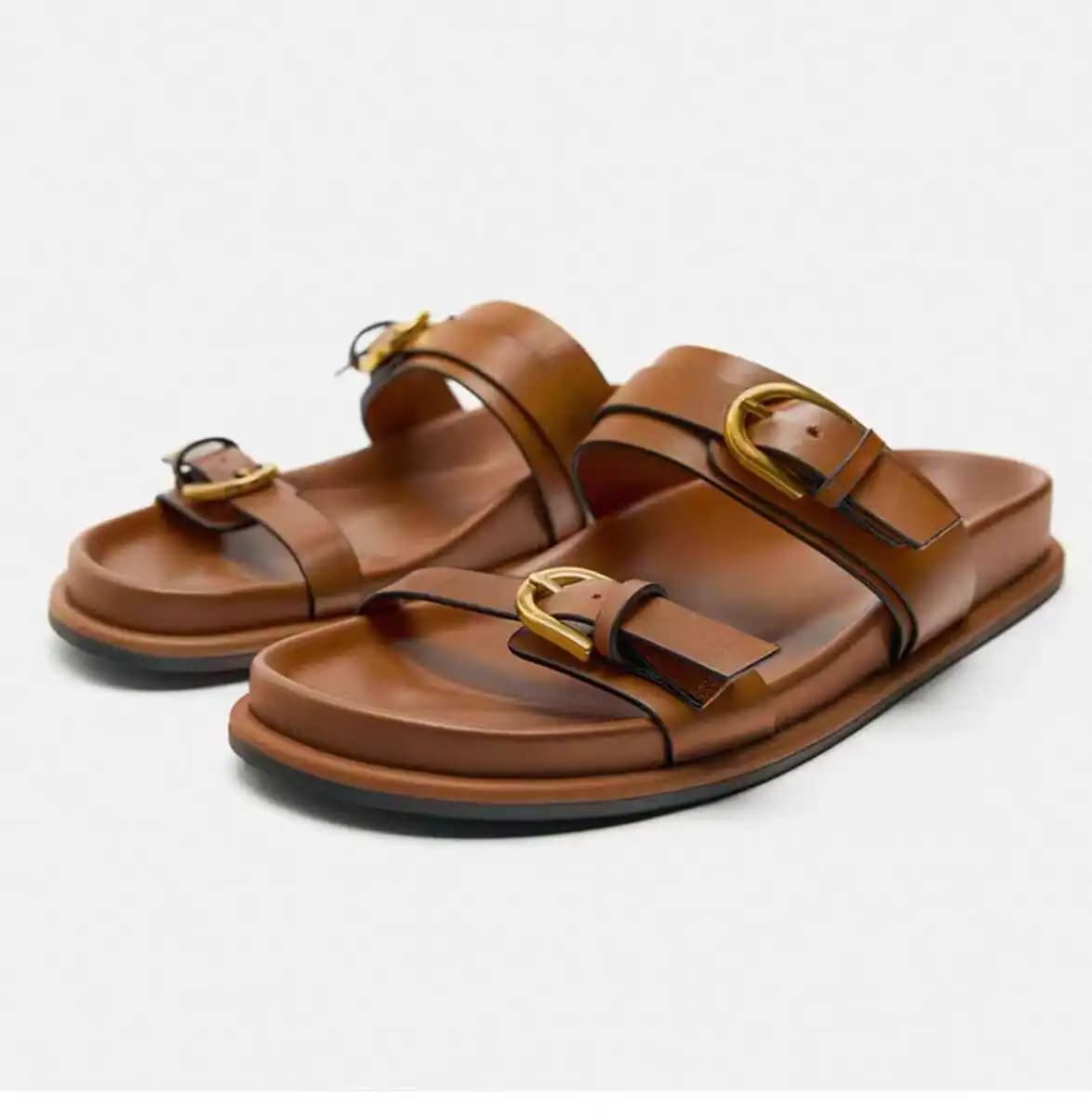 Sandali Casual da Donna ZAKQ2024 con Suola Spessa, Ciabatte Estive da Spiaggia con Fibbia, Colore Marrone