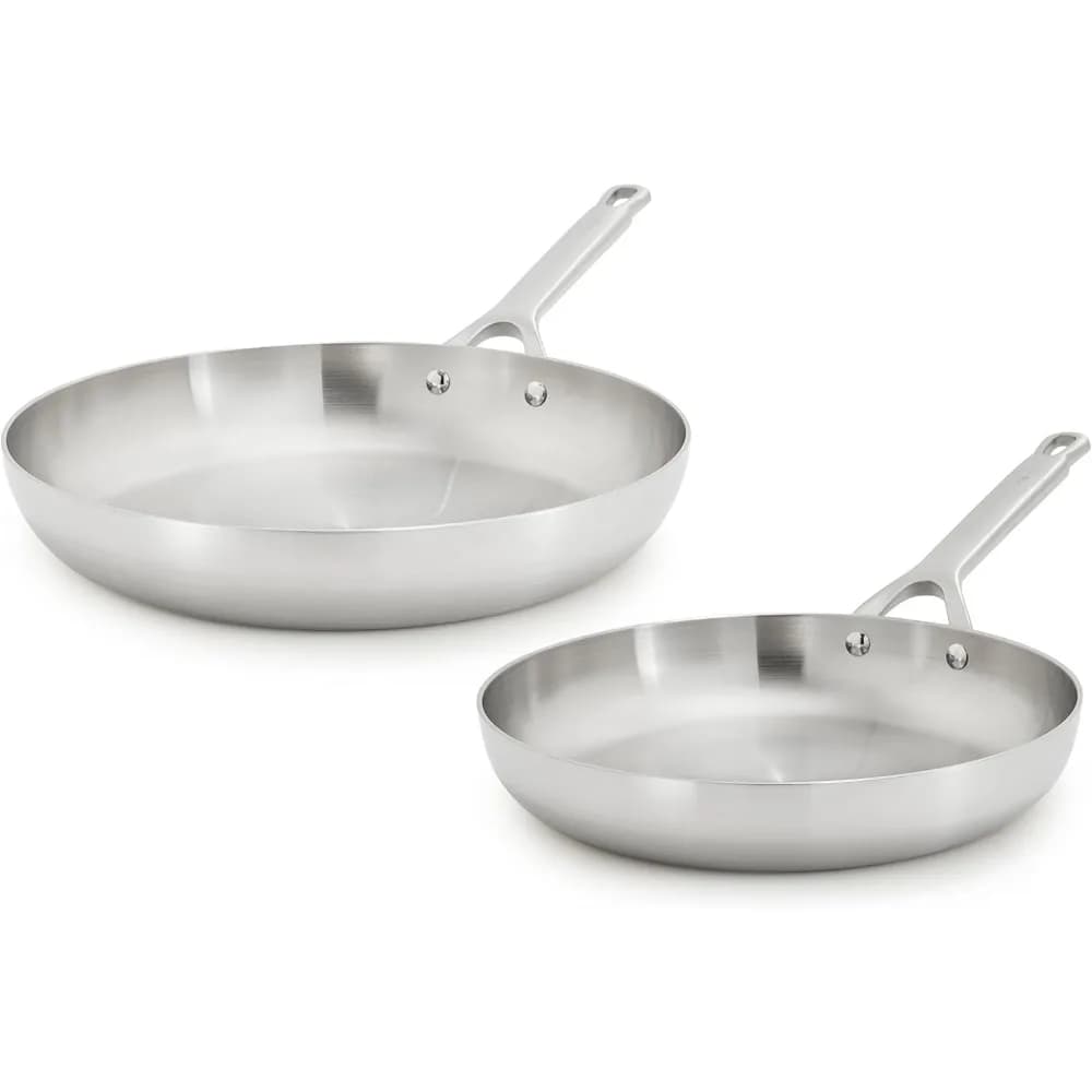 Set di padelle per padelle in acciaio inossidabile da 10 e 12 pollici compatibili con l'induzione Forno sicuro antiaderente Lavabile in lavastoviglie con triplo rivestimento