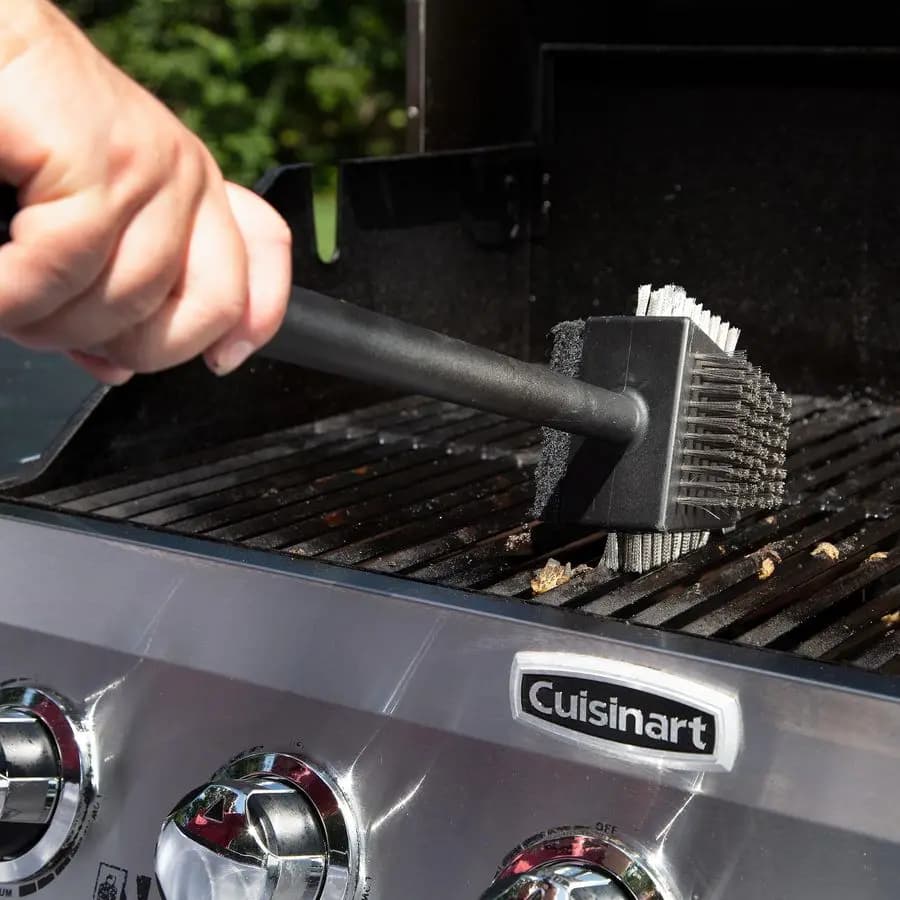 CCB4125 Spazzola per Pulizia Griglia 4 in 1 con Setole in Acciaio Inox, Spugna Abrasiva, Raschietto per Griglia, Lunghezza Manico 13 Pollici