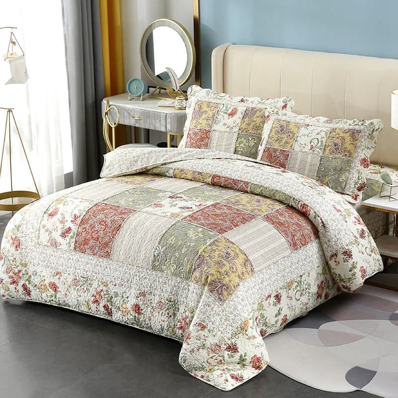 Trapunta patchwork in cotone 100% addensata doppia trapunta per condizionatore d'aria trapunta estiva lenzuolo copriletto federa 3 pezzi / set