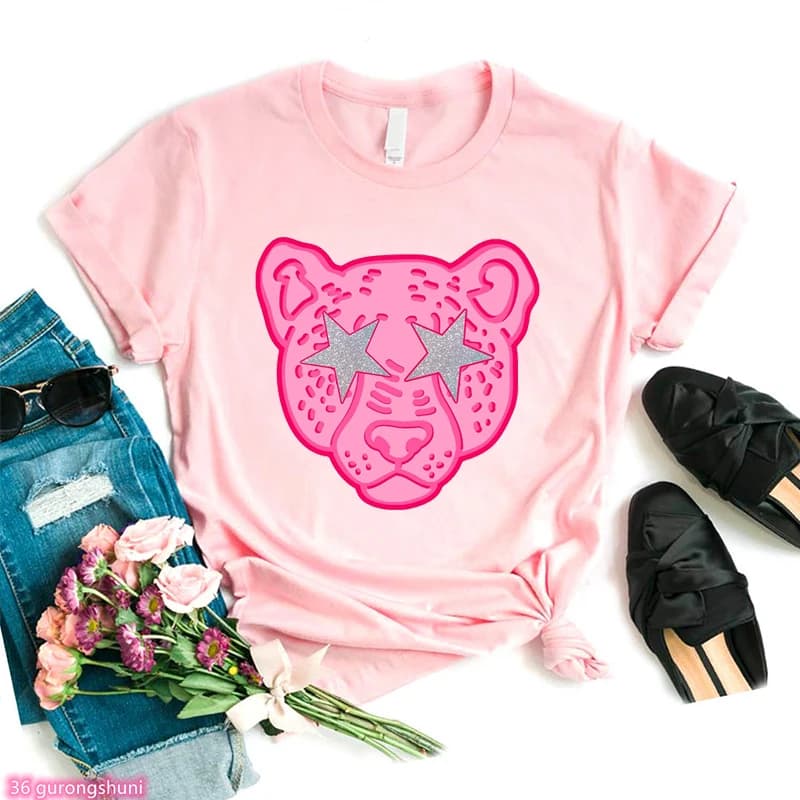 2024 New Women'S Tshirt Zebra Xoxo Lightning Leopard Print Tee Shirt Femme Fashion Aesthetic Women Summer Camiseta Mujer Tshirt