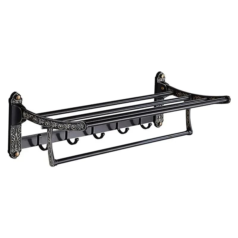 Set di Accessori per Bagno in Stile Antico Europeo, Kit Nero con Porta Asciugamani