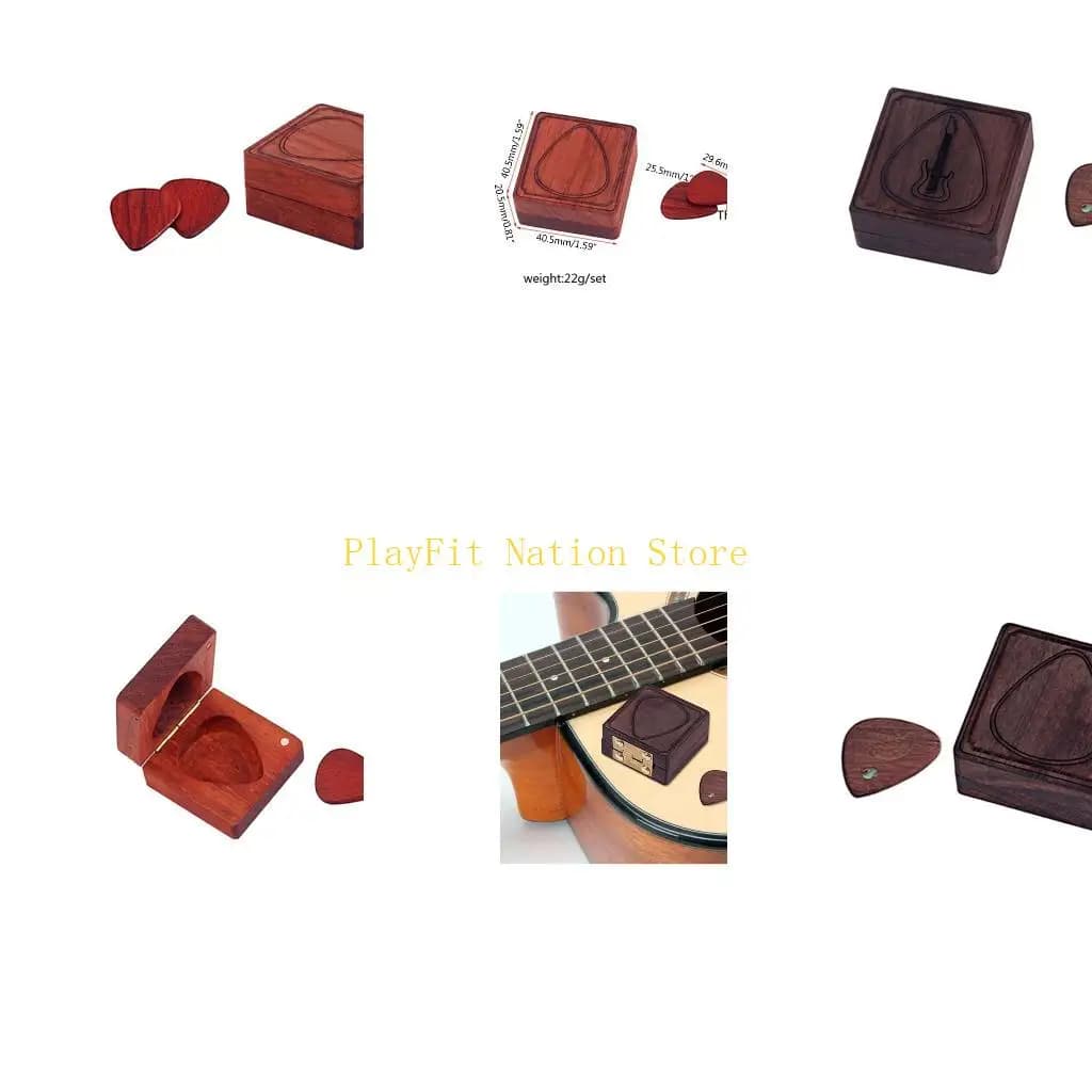 242F Scatola portaoggetti per plettri per chitarra in legno Pratico plettro per chitarra per chitarristi uomini