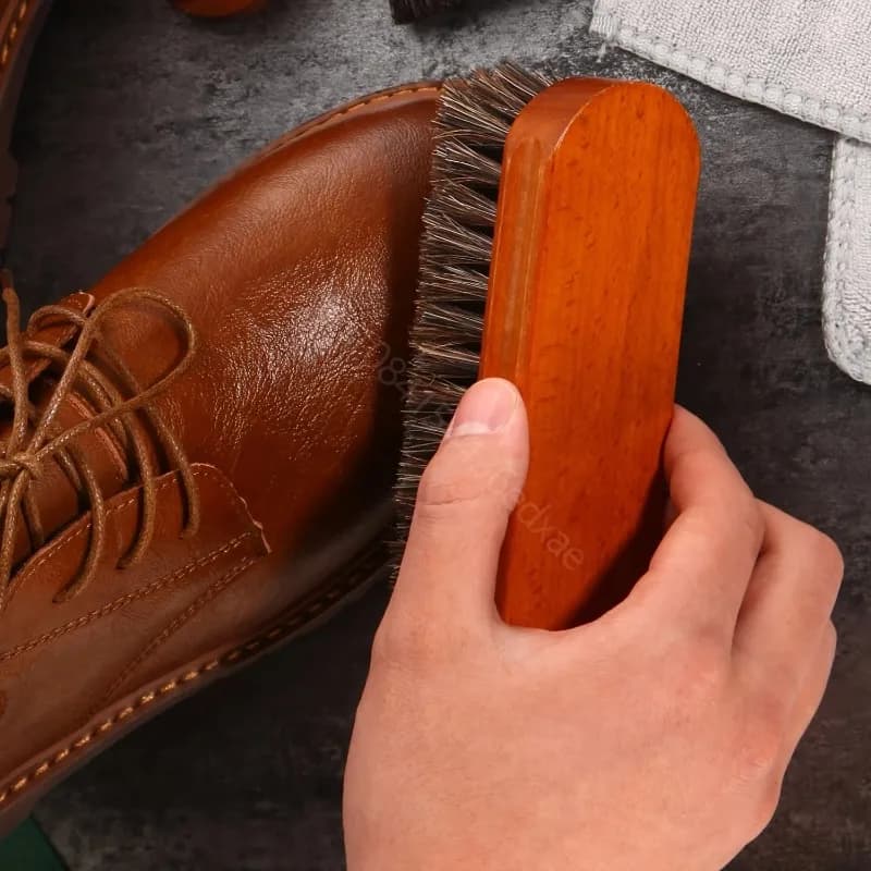 Spazzola per scarpe a manico lungo in crine di cavallo, setole morbide, per lucidare scarpe, stivali, sedili auto, divani, accessori per la cura delle calzature