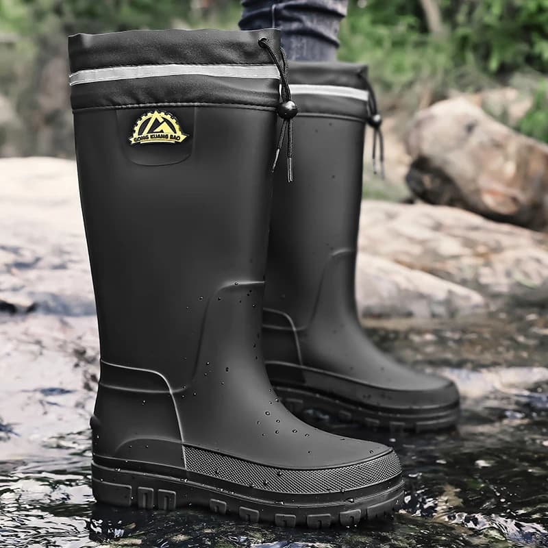 Men's Women's Closed Rainproof and Waterproof Short and Mid.Calf Length Non-Slip Drawstring Rubber Boots High-End Rain Boots