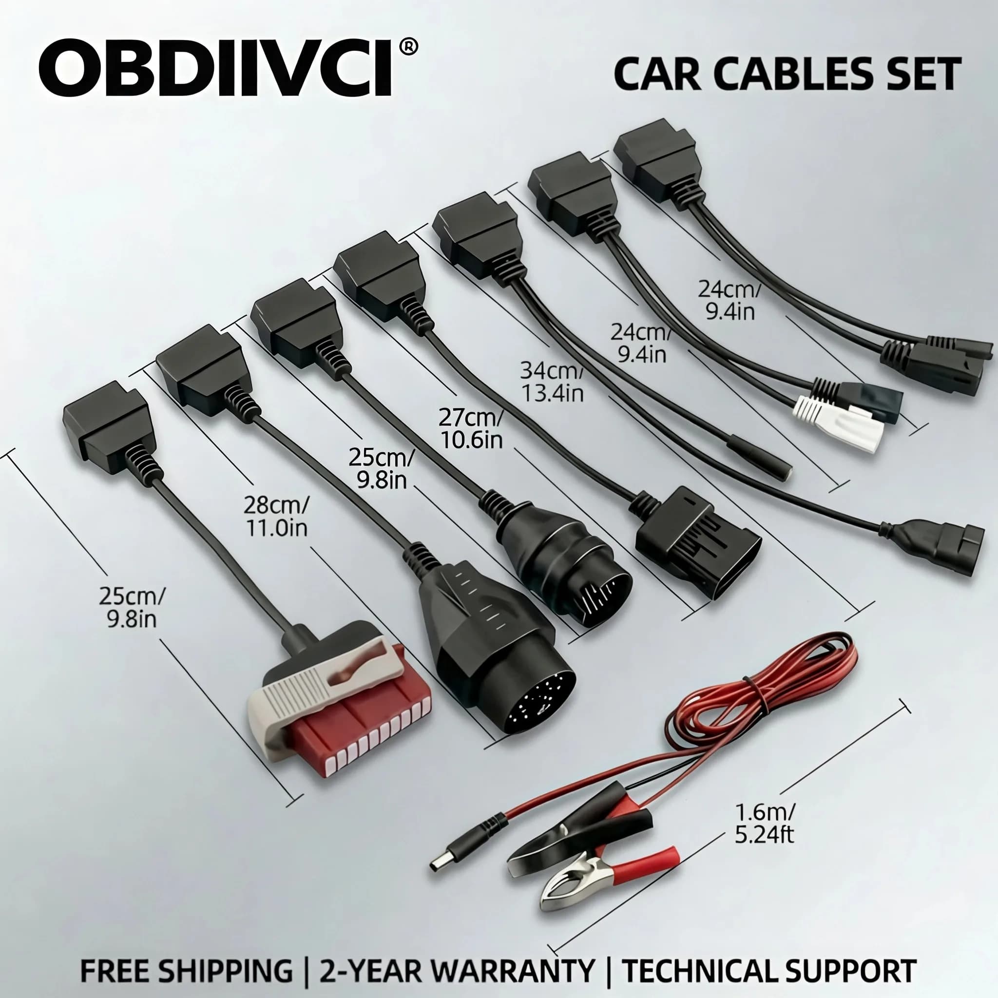 OBDIIVCI Set completo di cavi per auto per strumenti diagnostici OBD2 Cavi adattatori per connettori automobilistici multifunzione per TCS PRO
