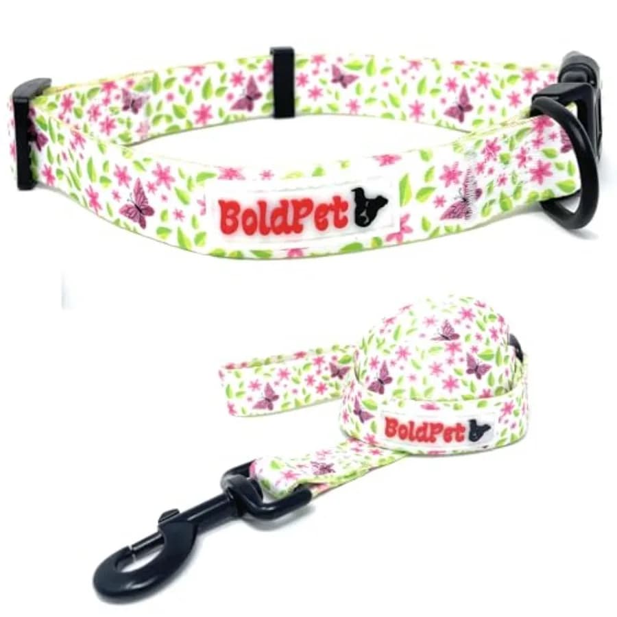 ® Dog Collar and Leash Set - Durable Adjustable Puppy Collar with Secure Metal Buckle and 5 ft Length Leash - Professional Grad