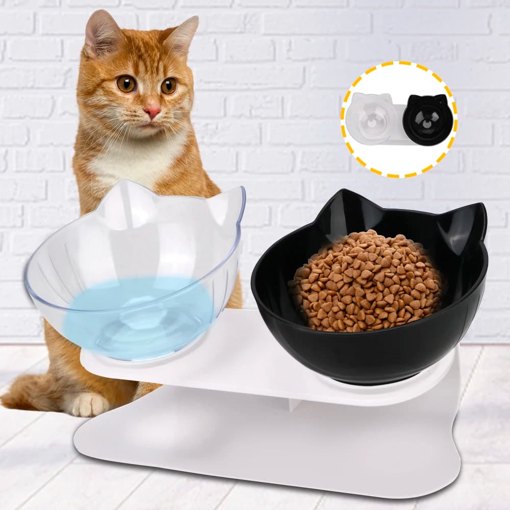 Ciotole doppie durevoli ciotola per gatti antiscivolo ciotola per cani con protezione del supporto rialzato mangiatoia per acqua cervicale per alimenti per animali domestici