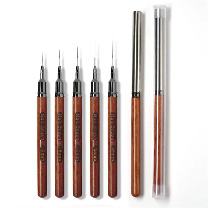 6/9/12/15/18mm Manico rotondo in legno Art Liner Pennello per pittura fai da te Linee da disegno Penna per pittura a fiori a strisce Pennello per gel UV