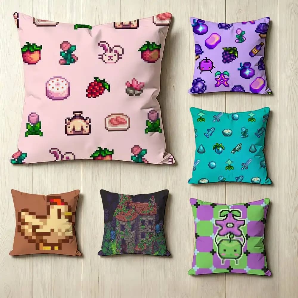 Farm simulation game Stardew Valley Pillow Case Square Double-Sided Sofa Cushion Cover Bedroom Bedside Pillow