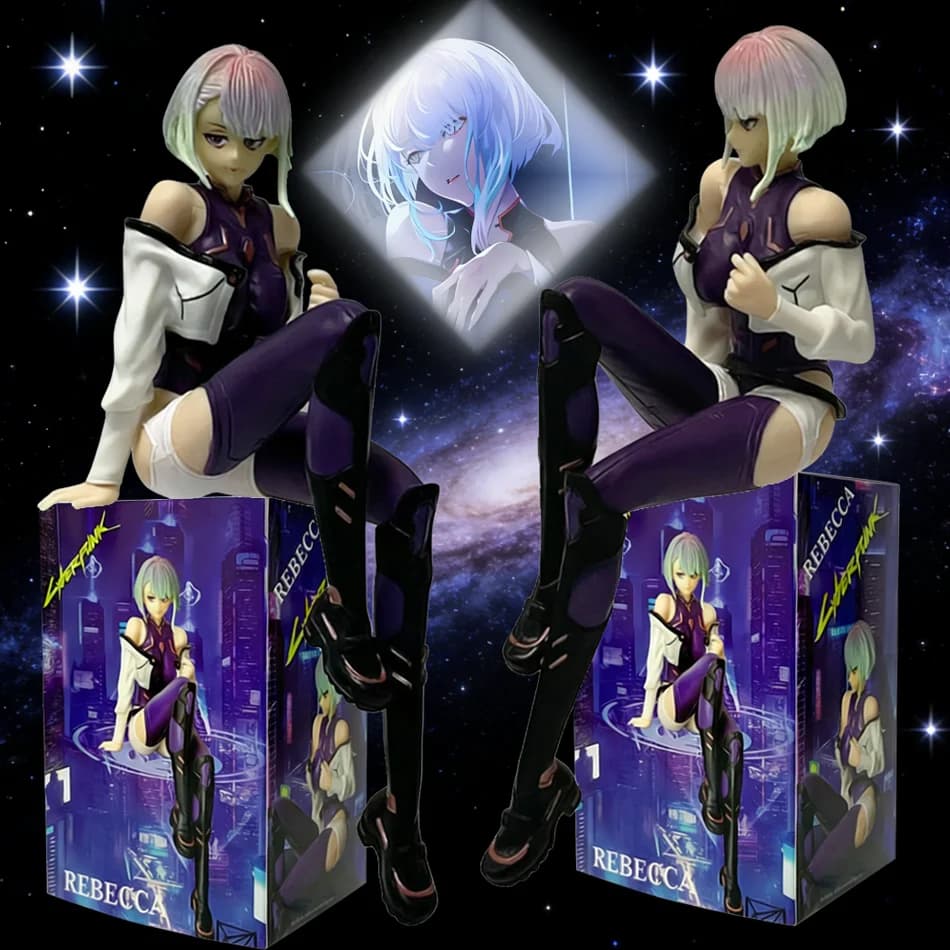 Nuova Statuetta di Lucy in Posizione Seduta, 17cm, Figura Anime Cyberpunk da Collezione, Regalo di Compleanno, Decorazione da Scrivania