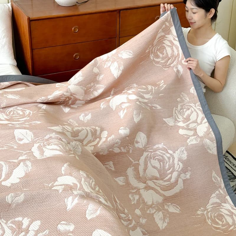 Lenzuolo a Tre Strati in Cotone e Lino, Copriletto Singolo Multistrato Tatami, Universale per Tutte le Stagioni, Tappetino Morbido e Fresco, Calore Estivo