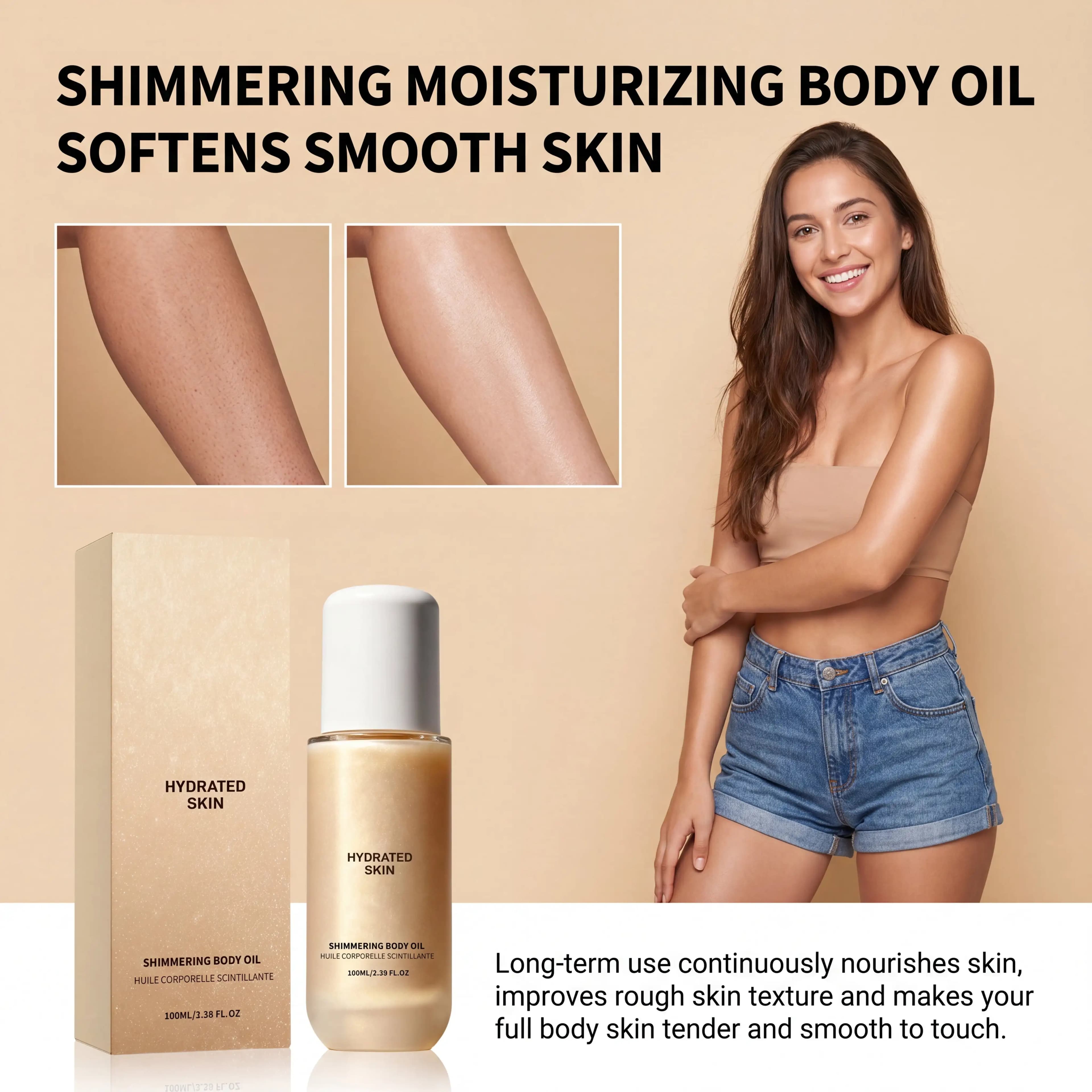 Instant Gleam Sparkle Natural Glow Body Oil Coconut oil Moisturizing Without Greasiness Shimmer Oil Long Lasting Moisturization