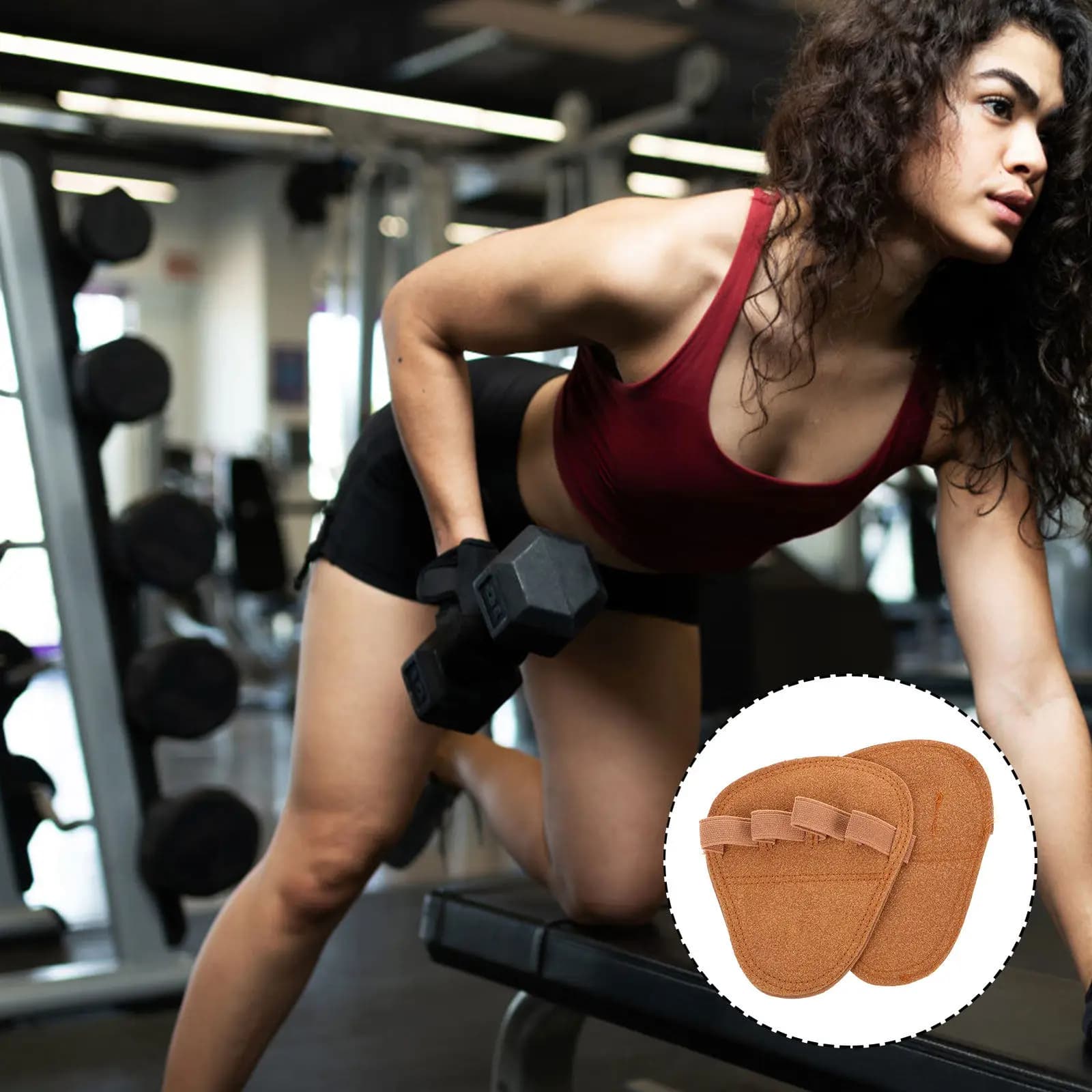 2 Guanti Fitness Antiscivolo a Quattro Dita, Protezioni per il Palmo per Sollevamento Pesi, Stacchi, Trazioni, Allenamento in Palestra