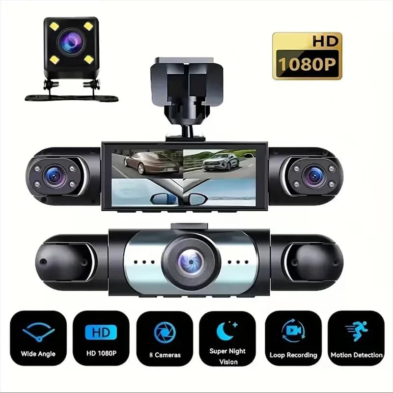 Dash Cam Classica | 1080p Full HD, Registrazione in loop, Sensore G, Monitoraggio parcheggio, Telecamera posteriore, Visione notturna grandangolare, Adatto per A