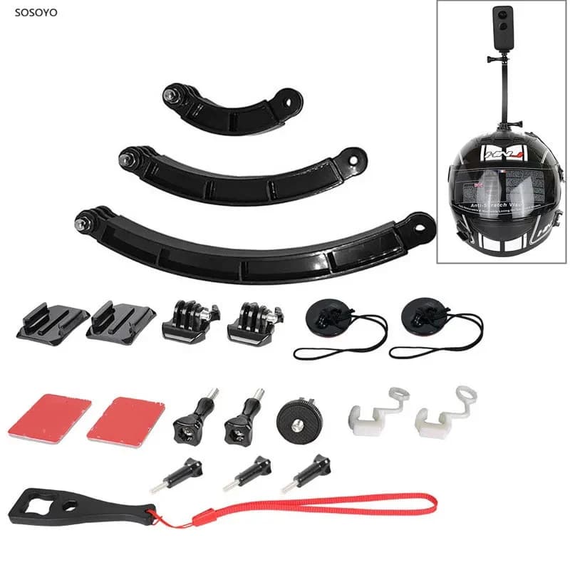 Staffa per casco moto Braccio di estensione per casco Set di montaggio regolabile per Insta360 One X5/x4/x3 Gopro DJI Osmo Action Camera