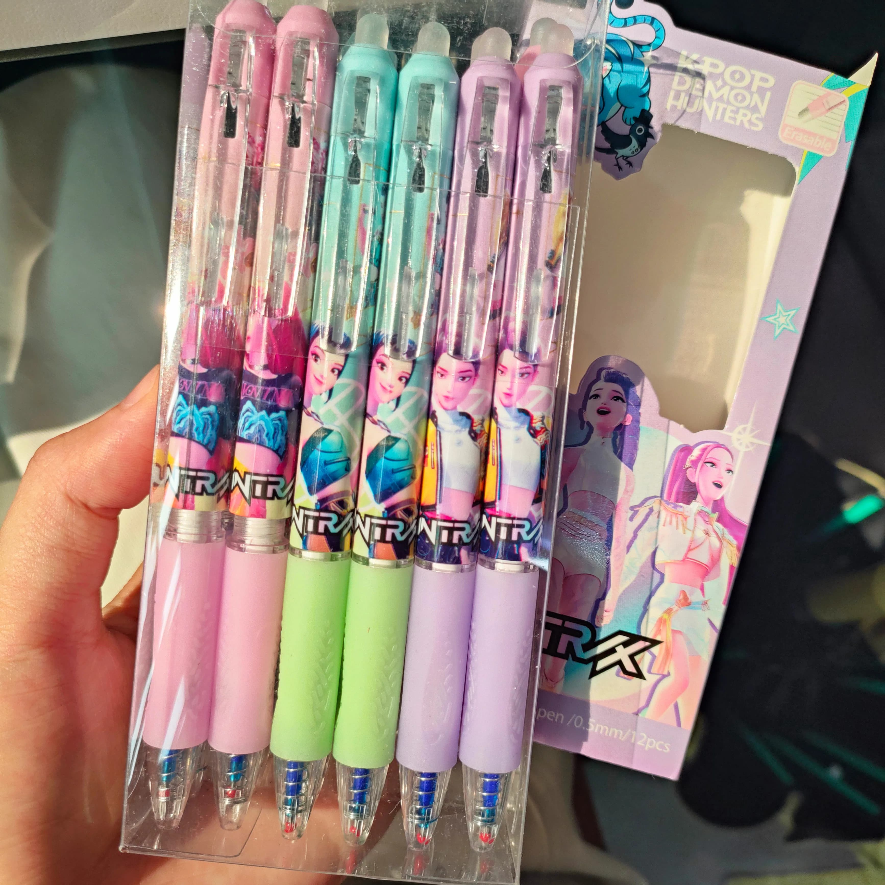High-value Cute HP Erasable Press Gel Pens with 0.5mm Blue Ink, Creative Design, Hot Daily Writing Supplies for School Students
