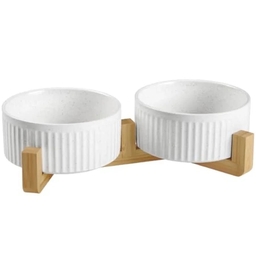 Ciotole in ceramica antiscivolo per cani con set di ciotole da 8 pollici per cibo e acqua con base in silicone, ciotola anti-ribaltamento da 6 OZ/ con base pesante per l'alimentazione degli animali domestici