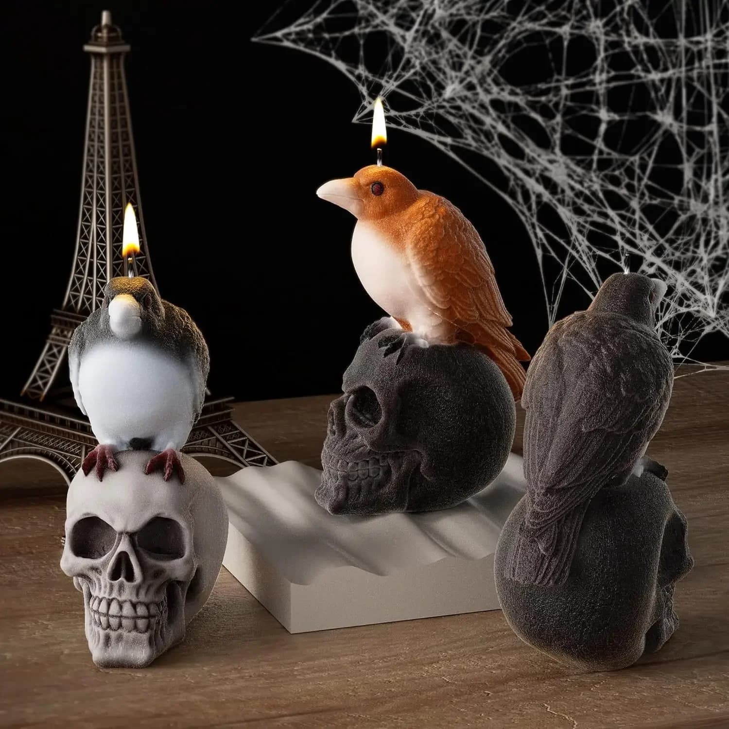Halloween Crow Skull Aroma Candle Silicone Mold Drip Gel Diy Branch Crow Plaster Resin Ornament Mould Wholesale