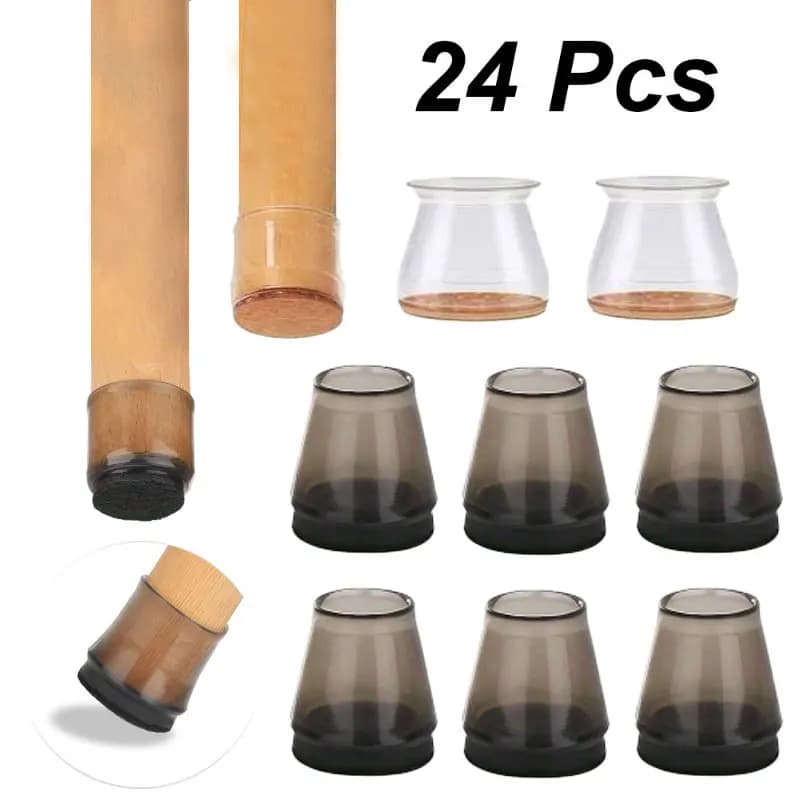 24 Pezzi Protezioni per Gambe di Sedie per Pavimenti in Legno, Coperture in Silicone per Sedie, Cuscinetti per Mobili con Fondo in Feltro