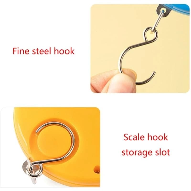 Portable Mini Pointers Hook Spring Balance Hanging Scale 10kg Weighing Scales for Fishing Pocket Luggages Blue/Yellow Q5WC